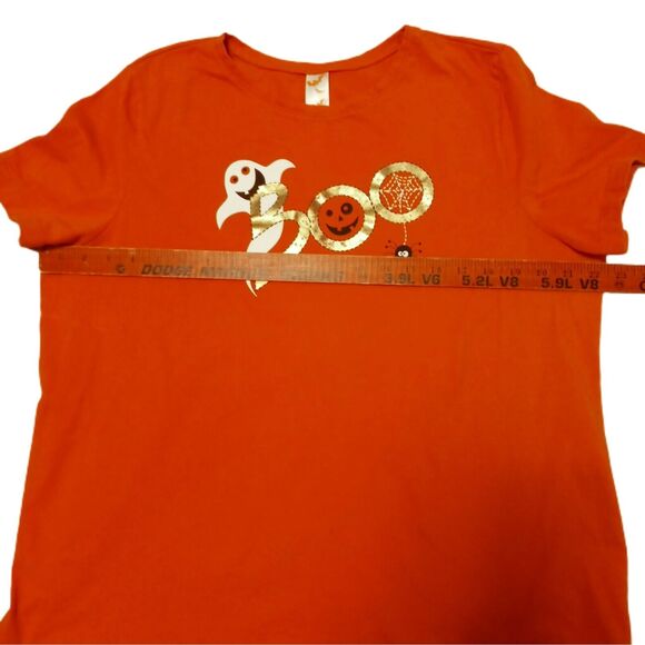 Orange Halloween T Shirt Ghost Pumpkin Spider Web BOO Graphic Girls JR 2XG - Picture 8 of 12